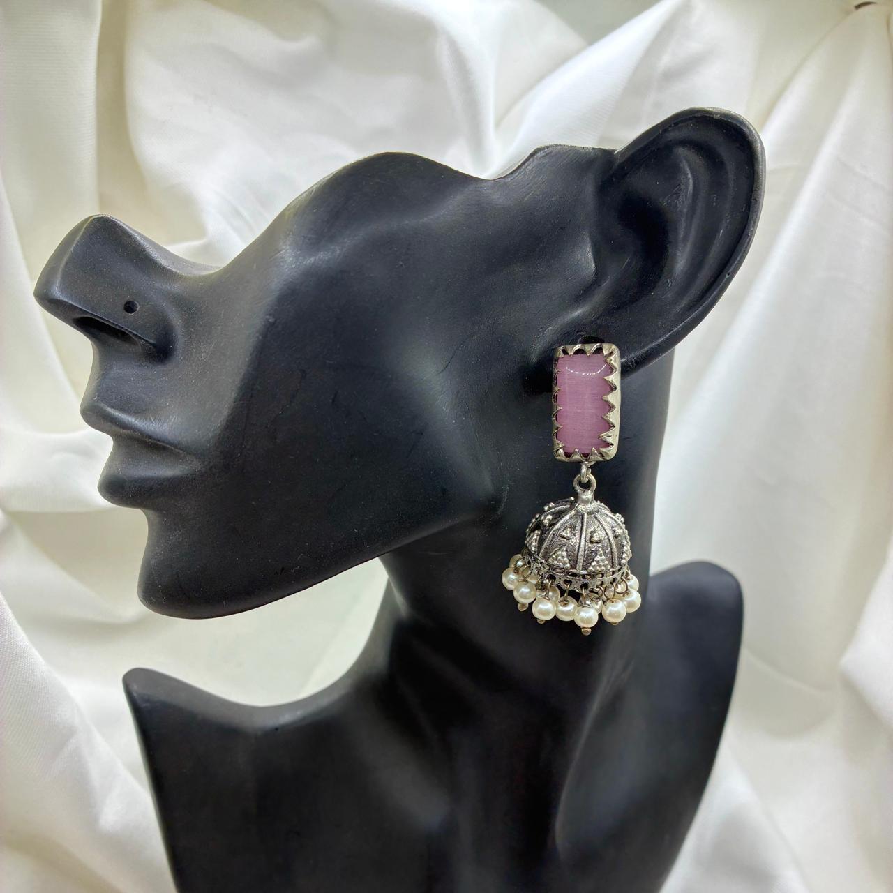 Silver plated Brass Earrings (Pink) #19 Silver plated Brass Earrings (Pink) #19