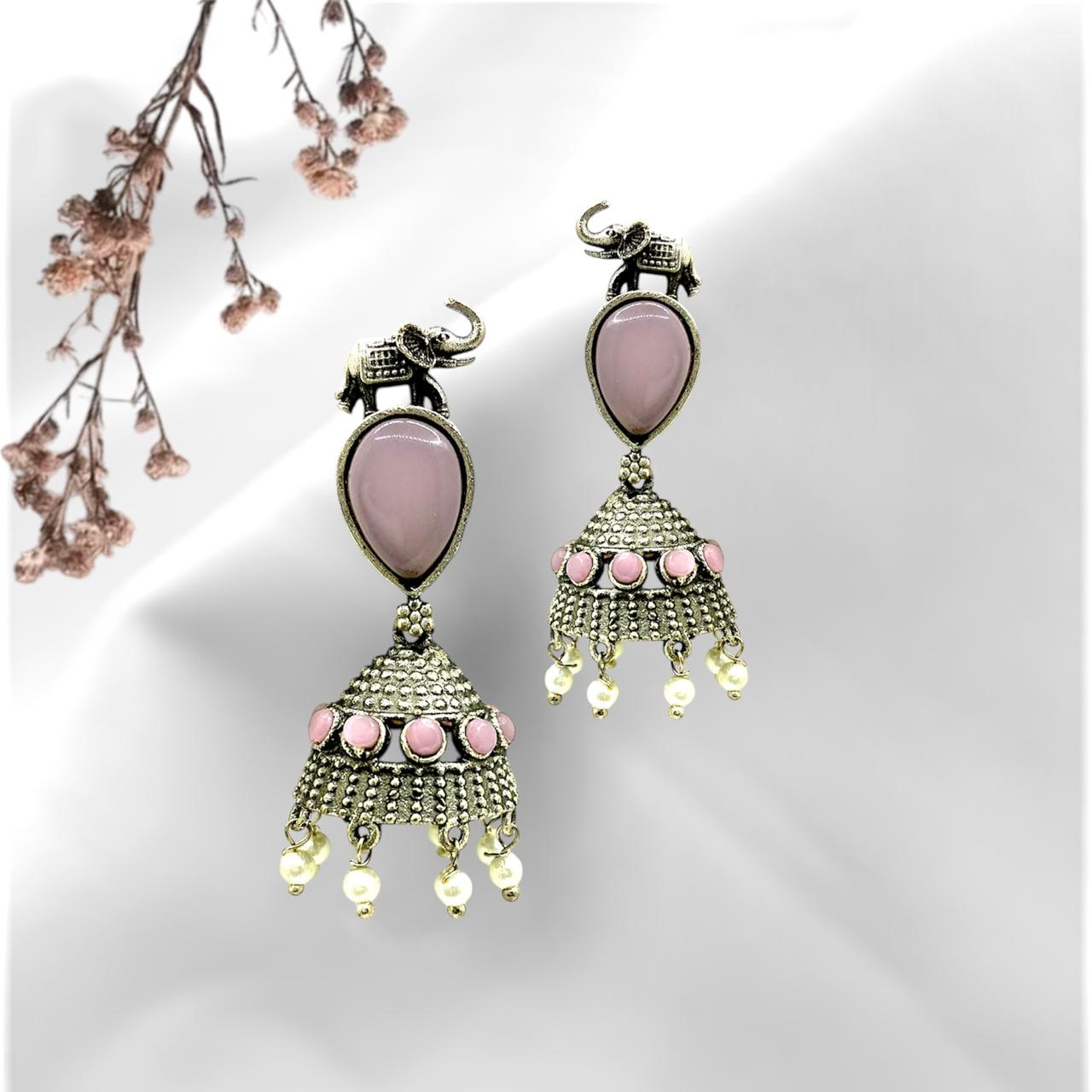 Silver plated Brass Earrings (Pink) #20 Silver plated Brass Earrings (Pink) #20