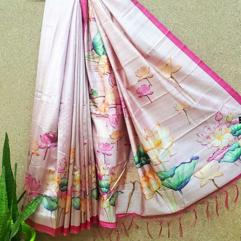 Art Silk Tussar Pichwai Print Saree #1 Art Silk Tussar Pichwai Print Saree #1