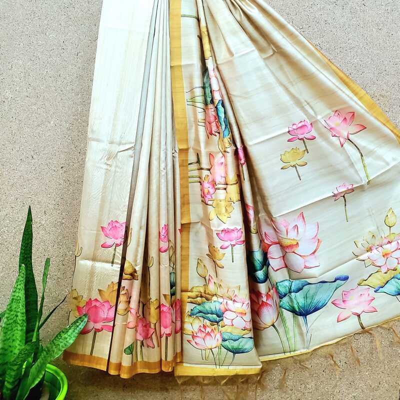 Art Silk Tussar Pichwai Print Saree #2 Art Silk Tussar Pichwai Print Saree #2