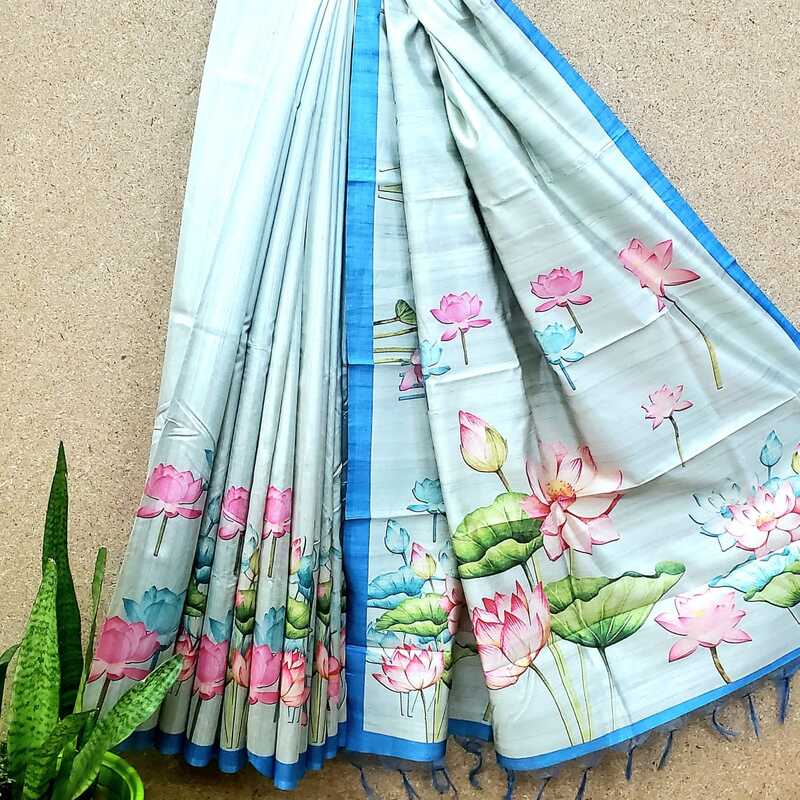 Art Silk Tussar Pichwai Print Saree #3 Art Silk Tussar Pichwai Print Saree #3