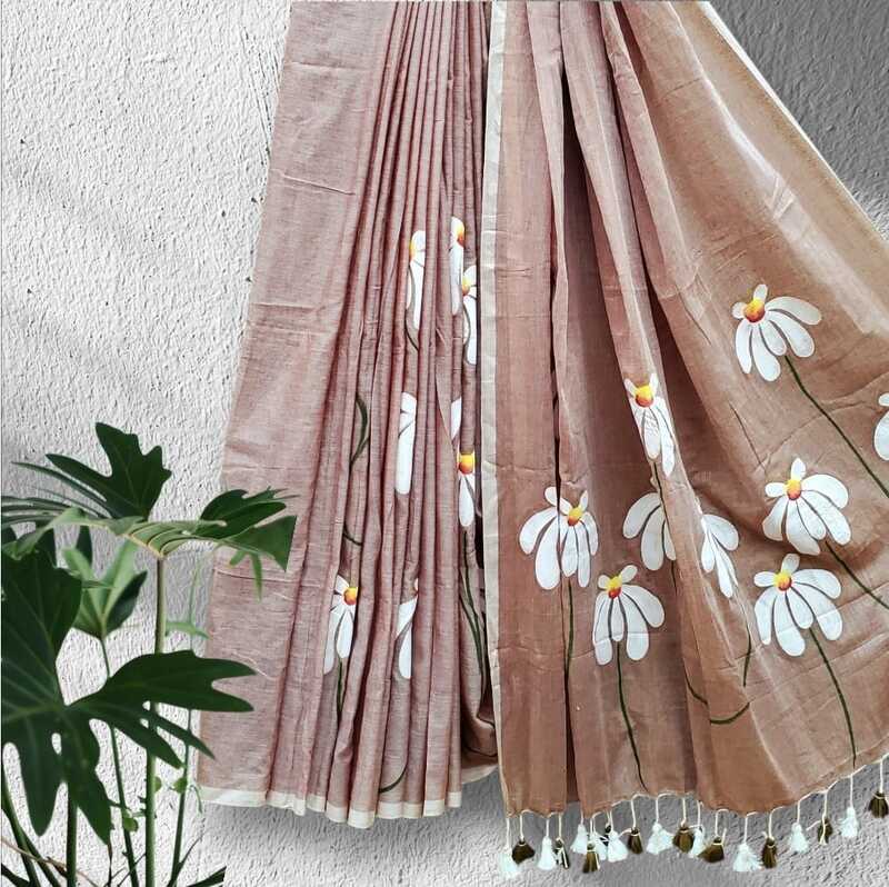 Mul Cotton Hand Painted (Pale Pink) #4 Mul Cotton Hand Painted (Pale Pink) #4