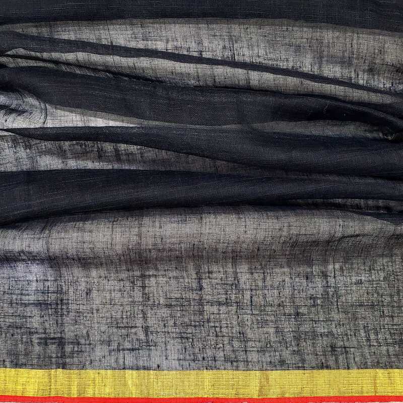 Cotton Linen Sequence Saree (Black) #1 Cotton Linen Sequence Saree (Black) #1