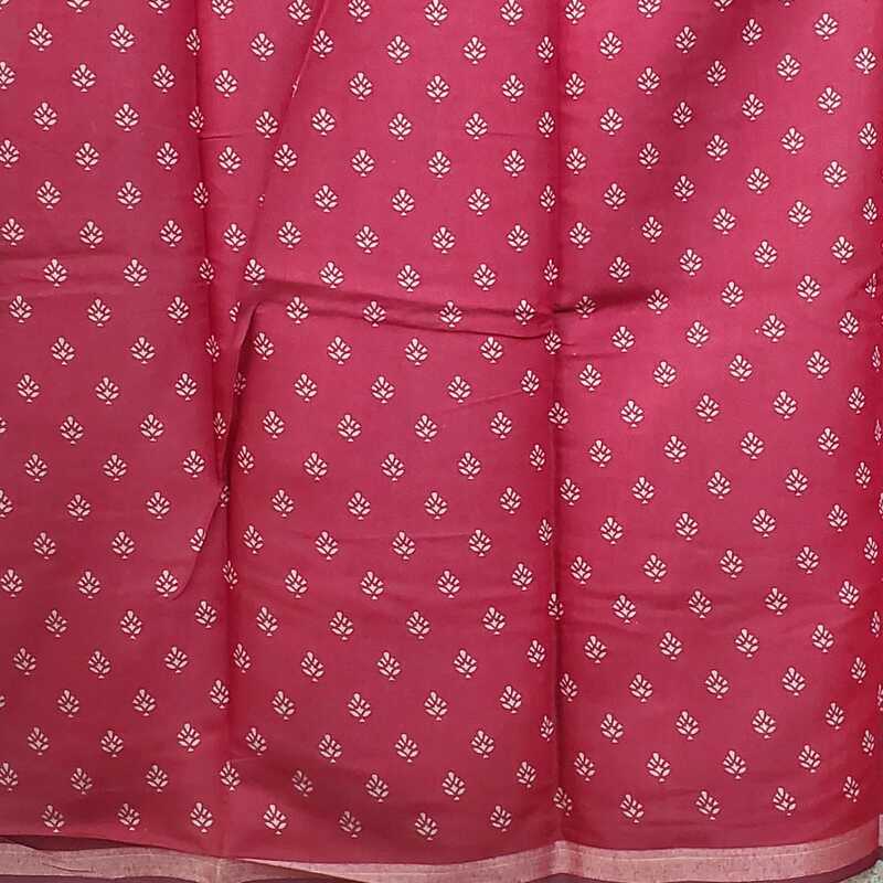 Silk Cotton Plain Body with Block Print Pallu Saree #3 Silk Cotton Plain Body with Block Print Pallu Saree #3