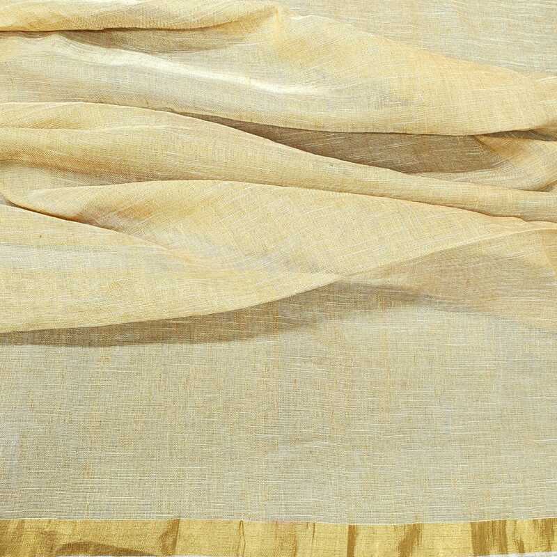 Cotton Linen Sequence Saree (Beige) #4 Cotton Linen Sequence Saree (Beige) #4