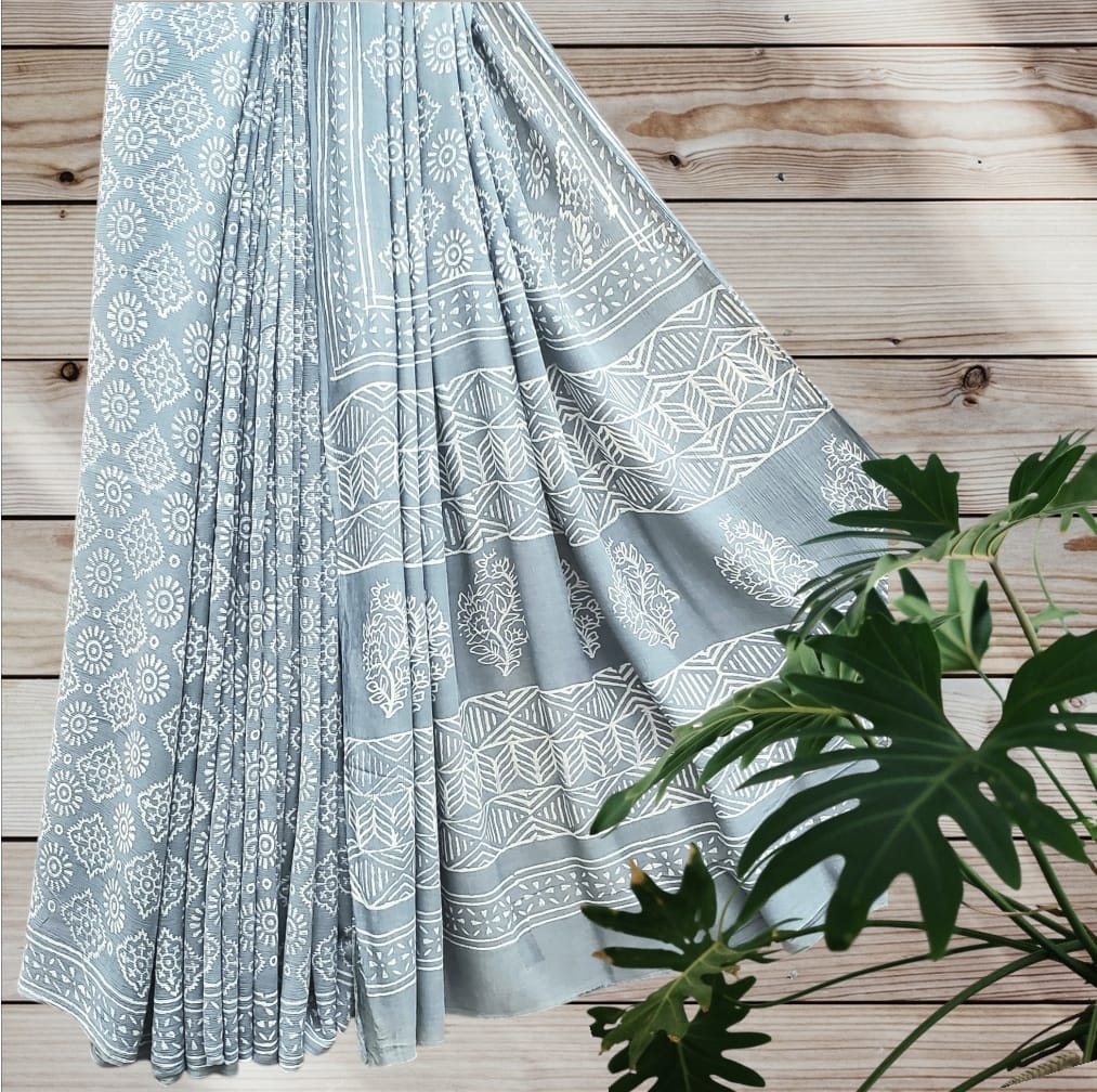 Modal Chiffon Dabu Print Saree #3 Modal Chiffon Dabu Print Saree #3