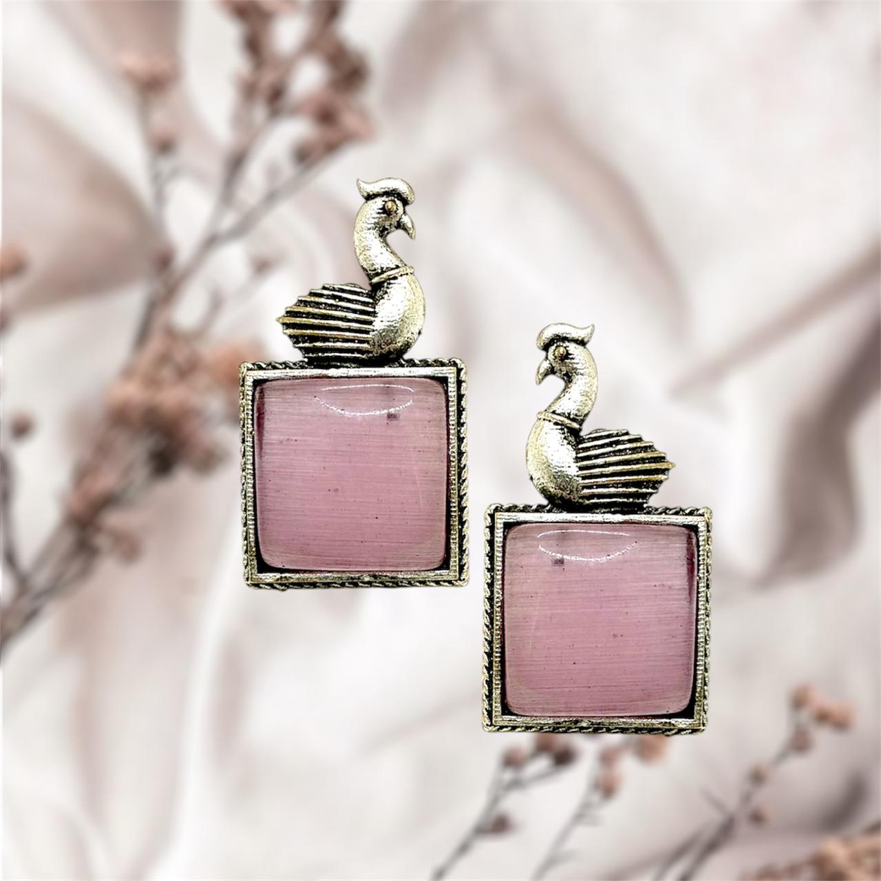 Silver plated Brass Earrings (Pink) #12 Silver plated Brass Earrings (Pink) #12