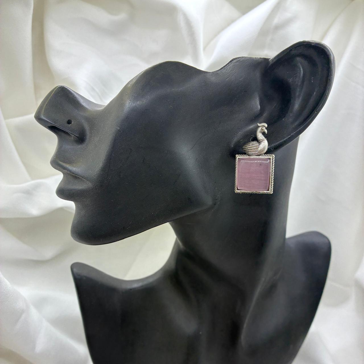 Silver plated Brass Earrings (Pink) #12 Silver plated Brass Earrings (Pink) #12