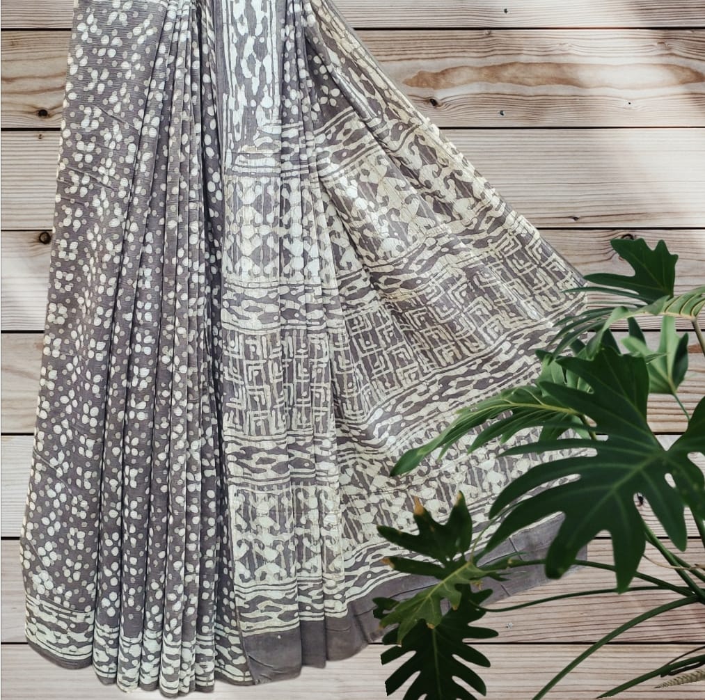 Modal Chiffon Dabu Print Saree #4 Modal Chiffon Dabu Print Saree #4