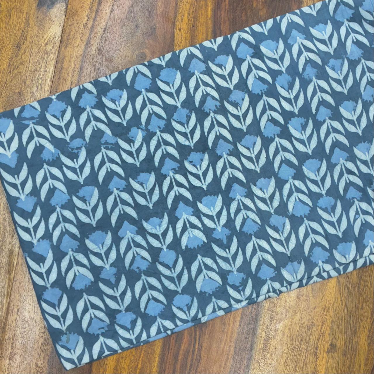 Indigo Dabu Pastel Cotton Print #4 Indigo Dabu Pastel Cotton Print #4