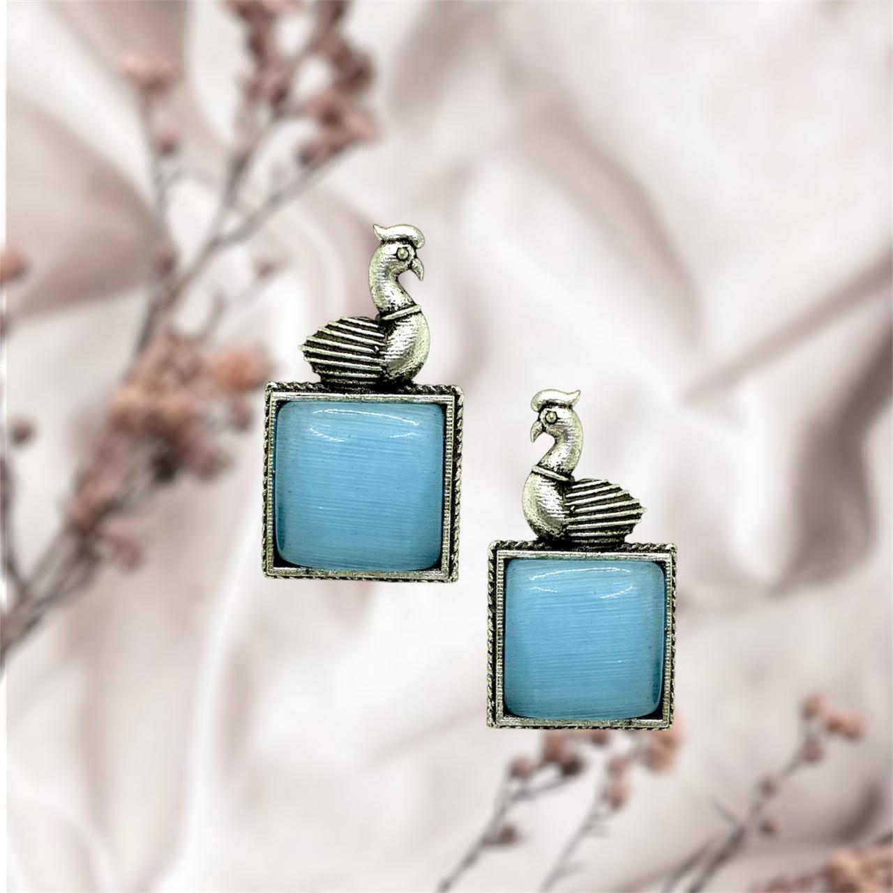 Silver plated Brass Earrings (Sky Blue) #13 Silver plated Brass Earrings (Sky Blue) #13