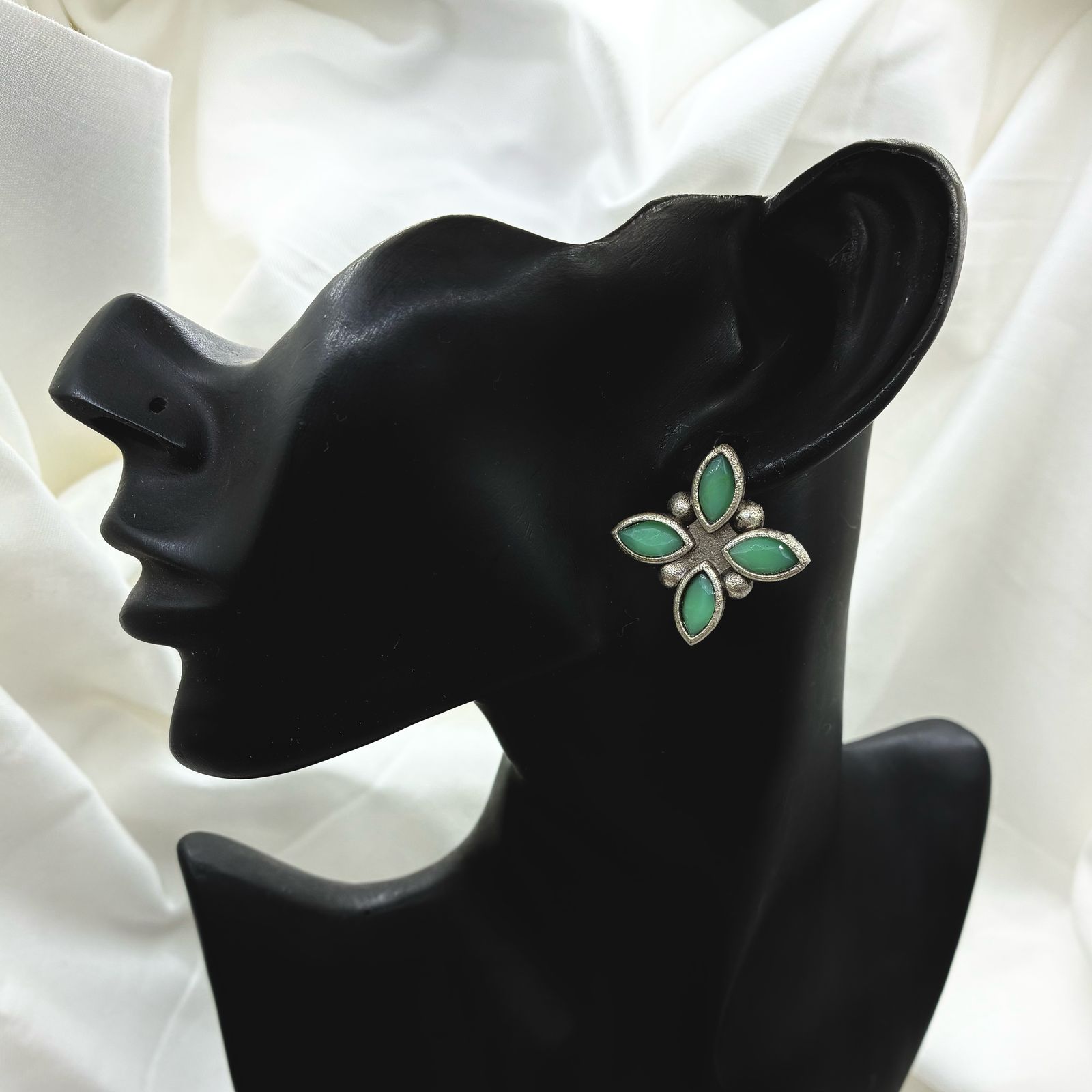 Silver plated Brass Earrings (Cyan) #4 Silver plated Brass Earrings (Cyan) #4