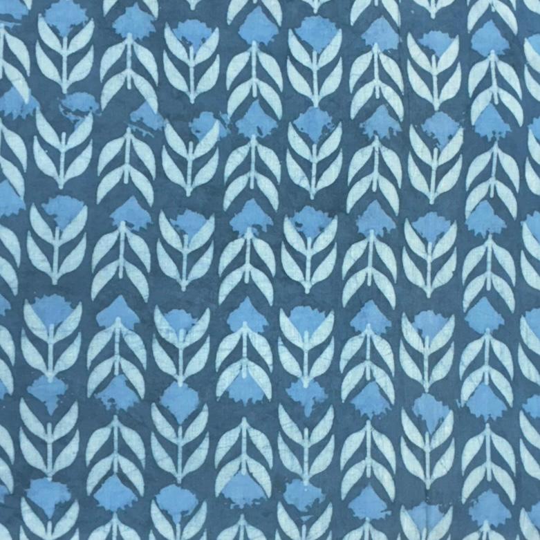 Indigo Dabu Pastel Cotton Print #4 Indigo Dabu Pastel Cotton Print #4