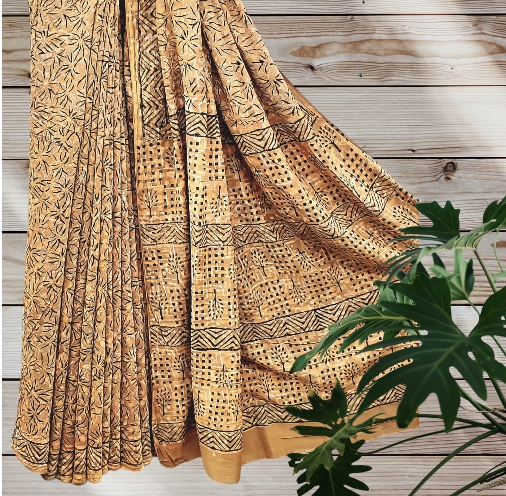Modal Chiffon Dabu Print Saree #5 Modal Chiffon Dabu Print Saree #5