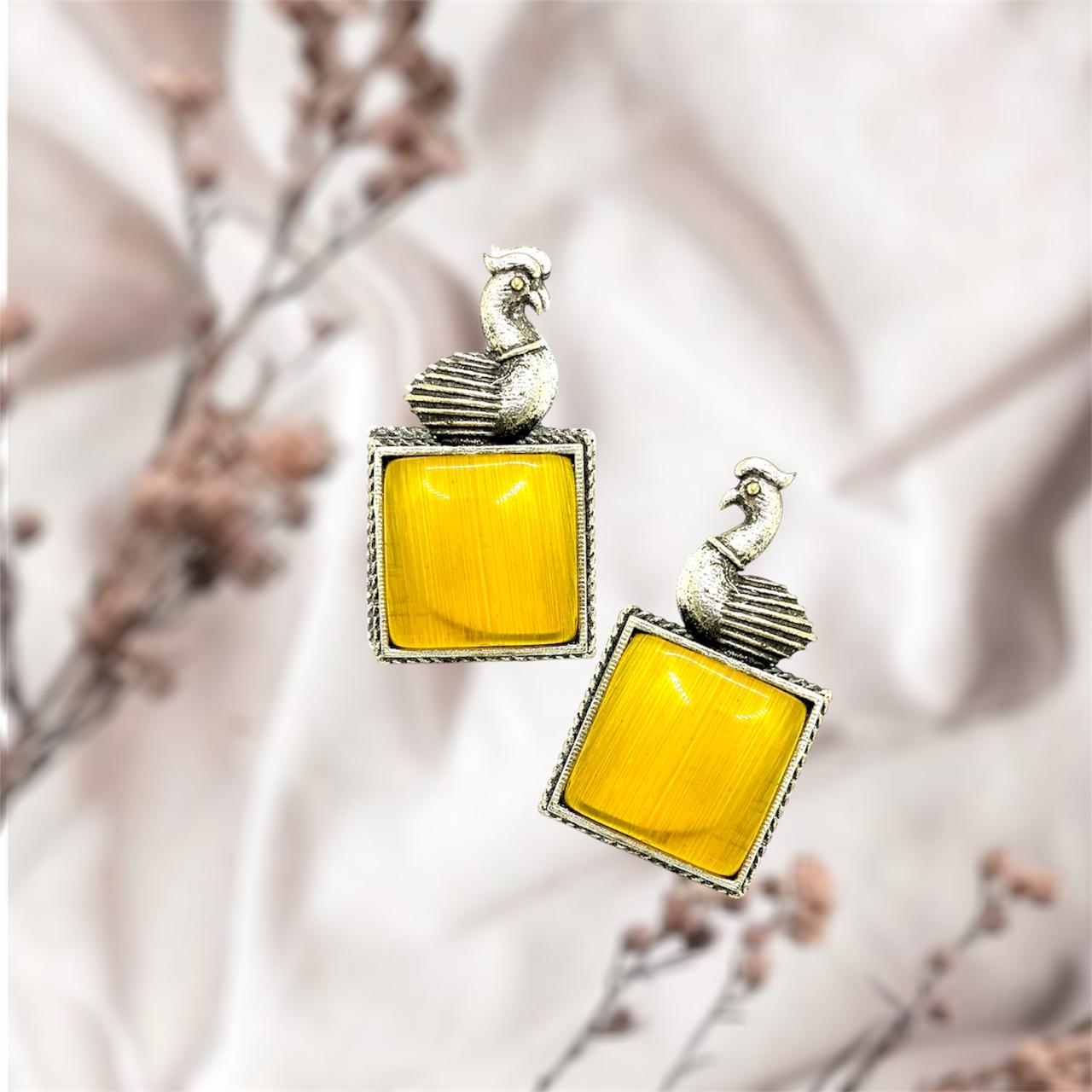 Silver plated Brass Earrings (Yellow) #15 Silver plated Brass Earrings (Yellow) #15