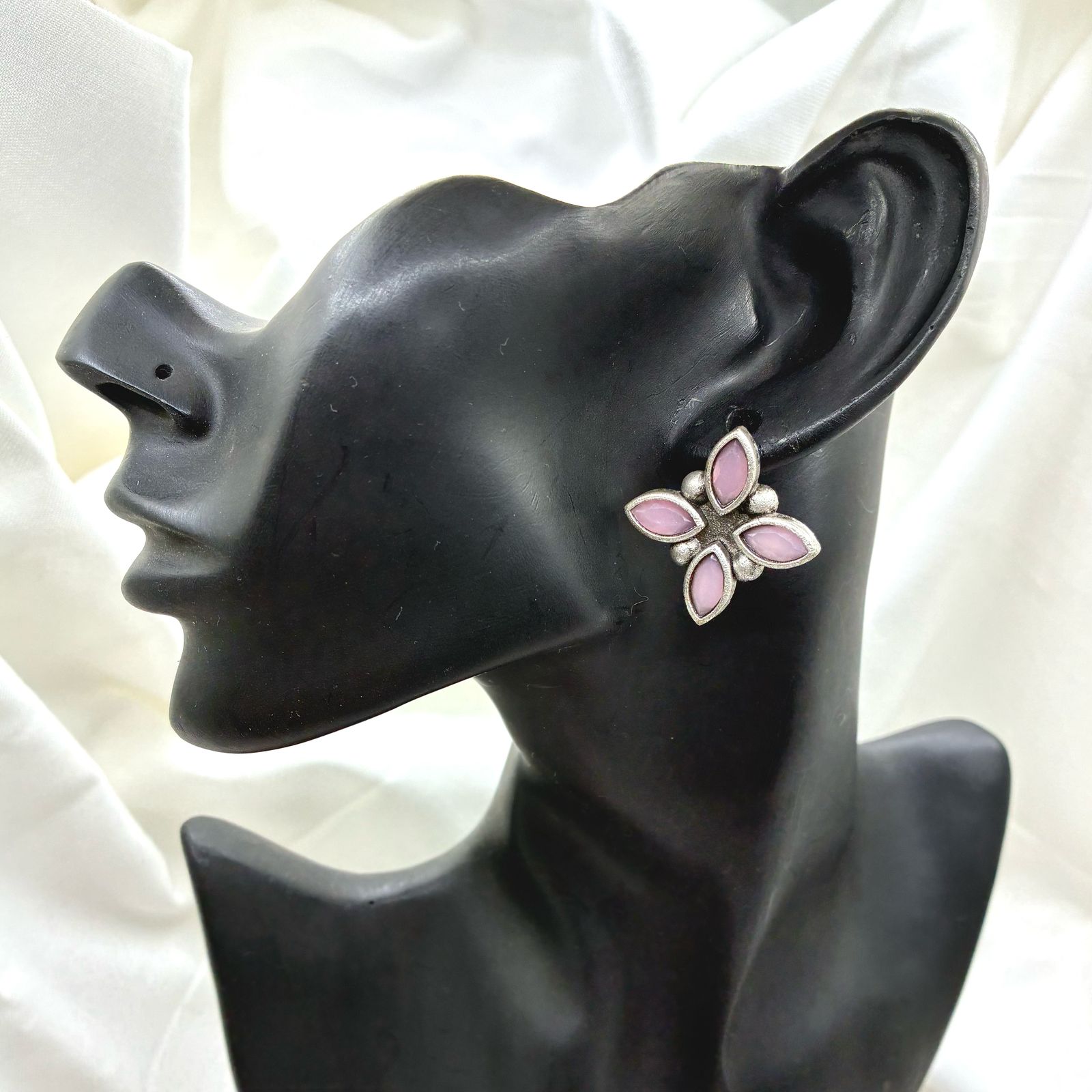 Silver plated Brass Earrings (Baby Pink) #6 Silver plated Brass Earrings (Baby Pink) #6