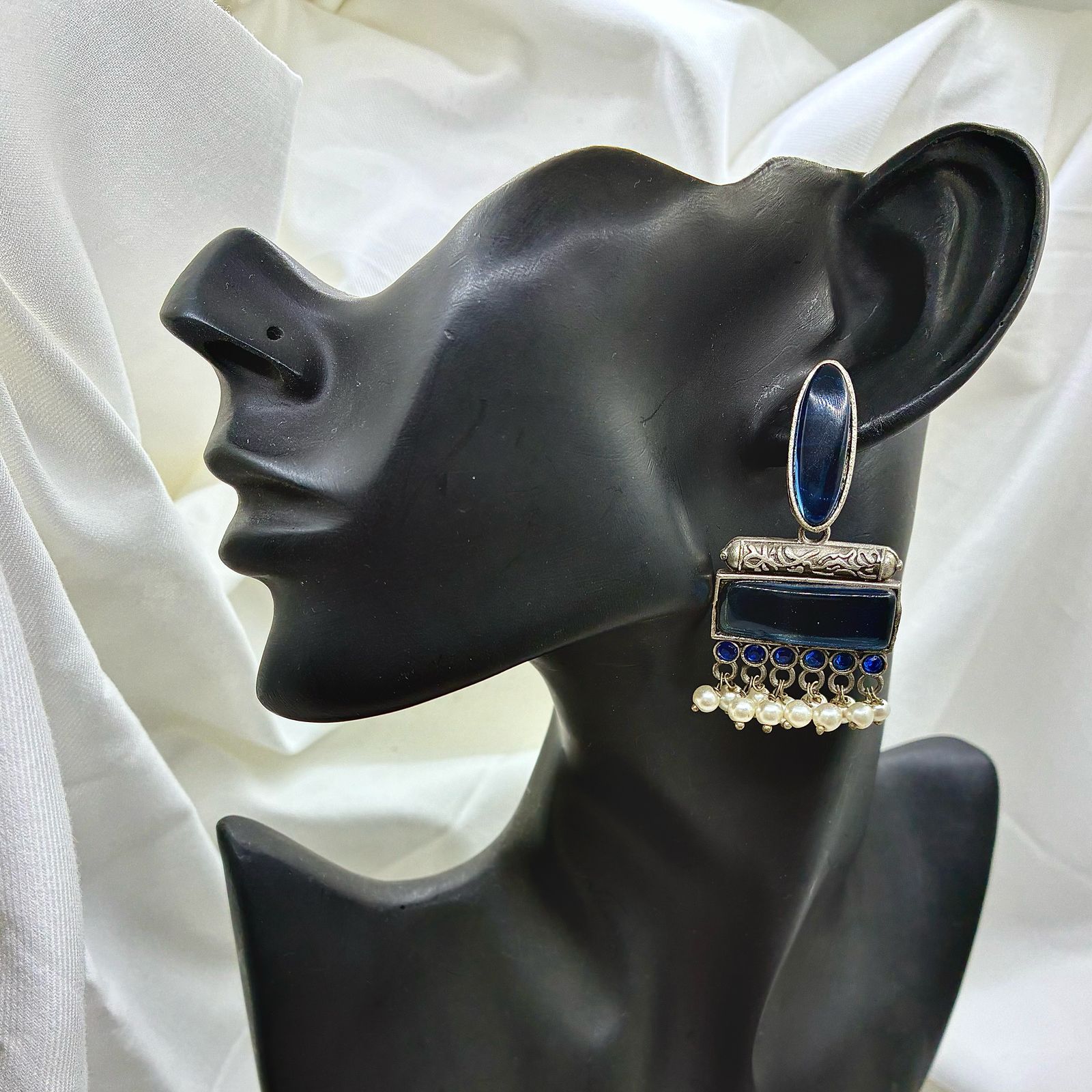 Silver plated Brass Earrings (Percian Blue) #7 Silver plated Brass Earrings (Percian Blue) #7