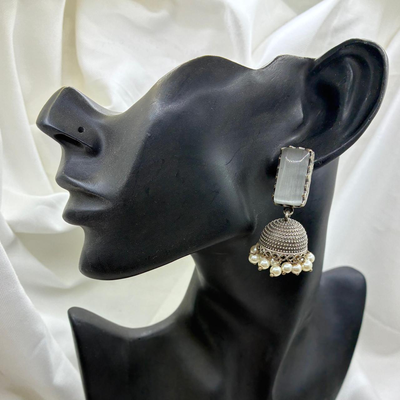 Silver plated Brass Earrings (Pearl White) #18 Silver plated Brass Earrings (Pearl White) #18