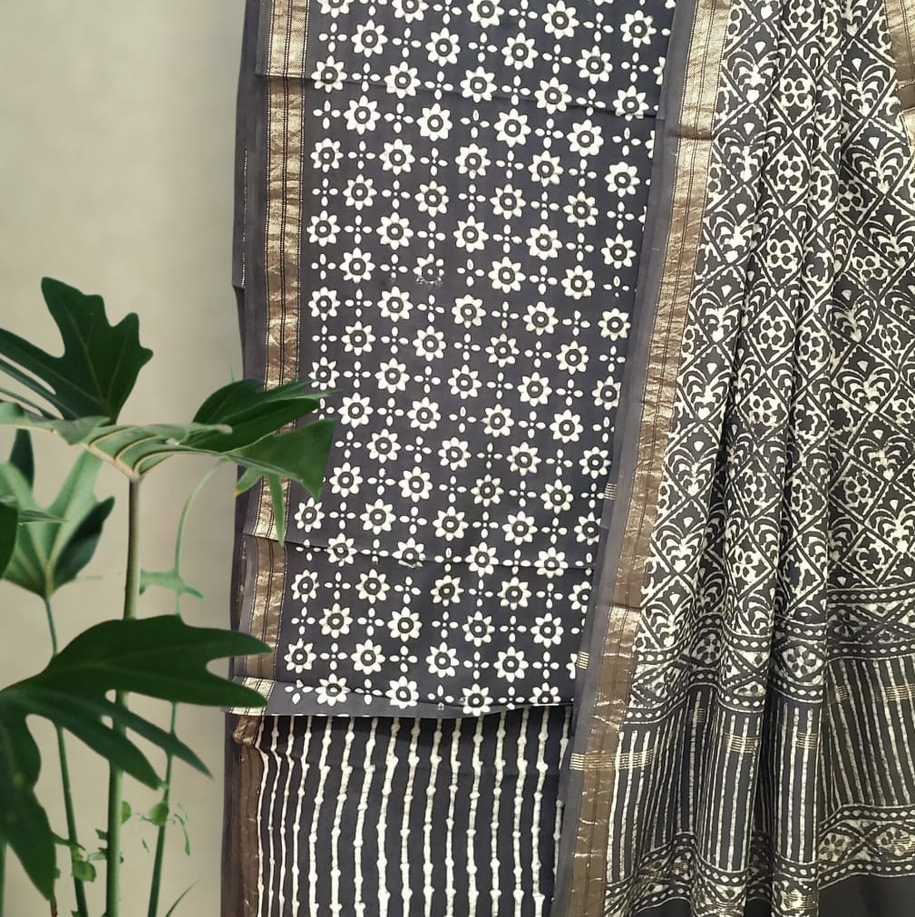 Modal Cotton Pipar Dabu Print Suit Set #12 Modal Cotton Pipar Dabu Print Suit Set #12
