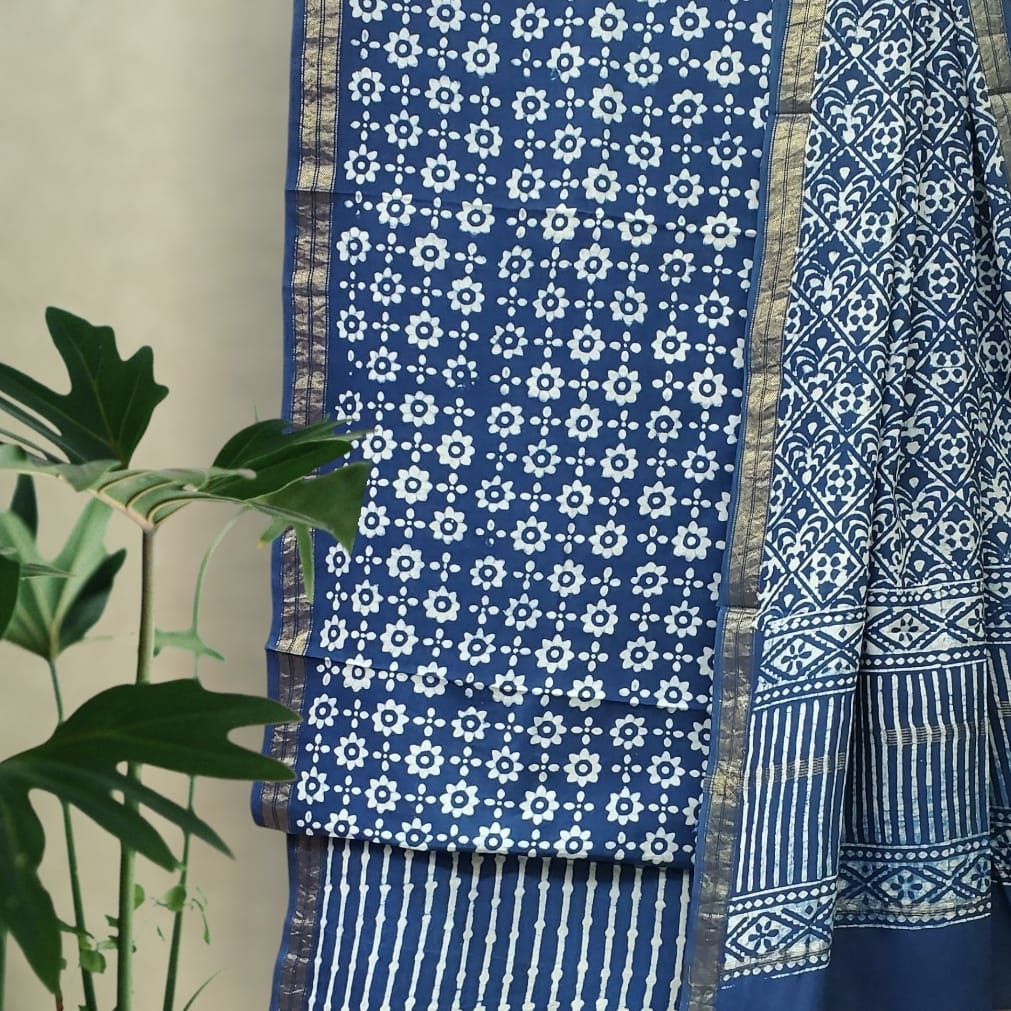 Modal Cotton Pipar Dabu Print Suit Set #15 Modal Cotton Pipar Dabu Print Suit Set #15