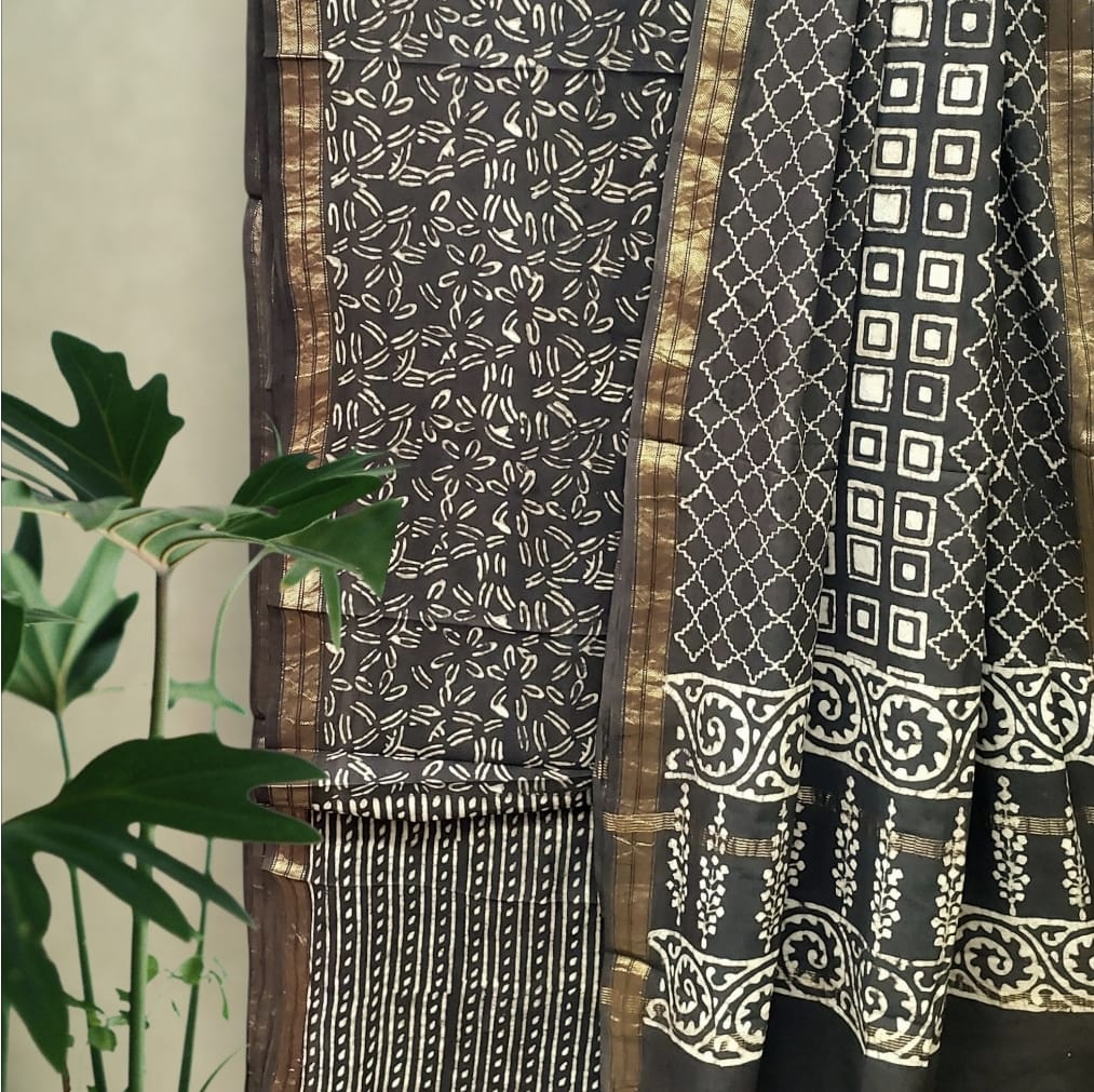 Modal Cotton Pipar Dabu Print Suit Set #18 Modal Cotton Pipar Dabu Print Suit Set #18