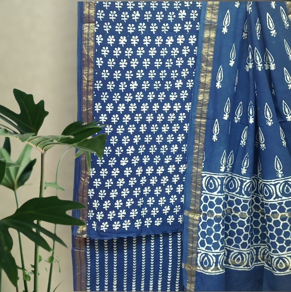 Modal Cotton Akola Dabu Print Suit Set #4 Modal Cotton Akola Dabu Print Suit Set #4