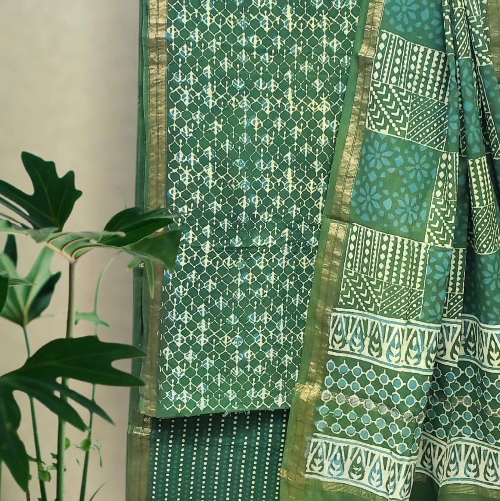 Modal Cotton Akola Dabu Print Suit Set #5 Modal Cotton Akola Dabu Print Suit Set #5