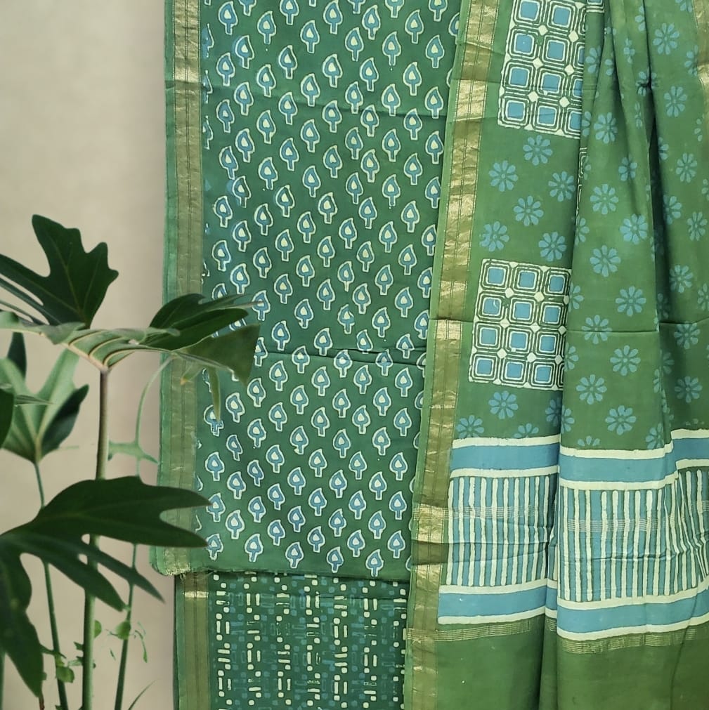 Modal Cotton Akola Dabu Print Suit Set #6 Modal Cotton Akola Dabu Print Suit Set #6