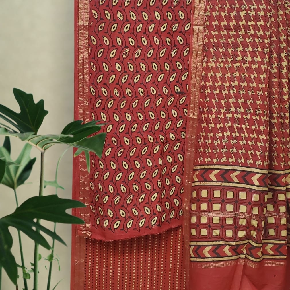 Modal Cotton Akola Dabu Print Suit Set #7 Modal Cotton Akola Dabu Print Suit Set #7