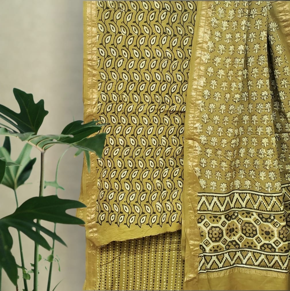 Modal Cotton Akola Dabu Print Suit Set #8 Modal Cotton Akola Dabu Print Suit Set #8