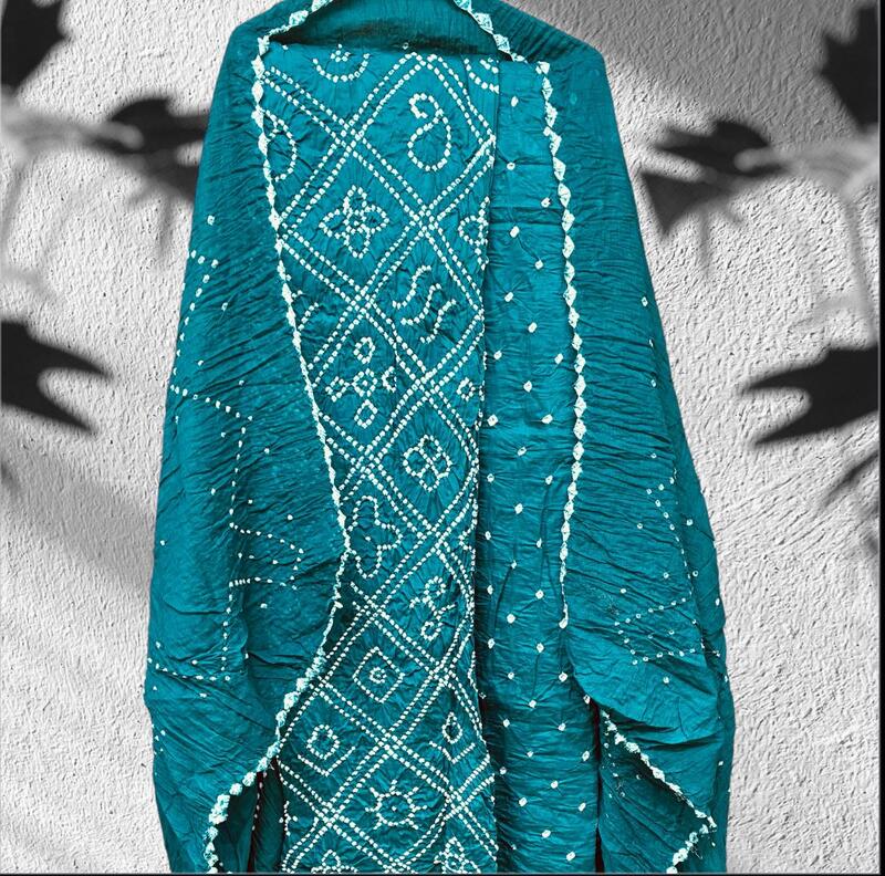Cotton Satin Single Bandhej 3 Pc Suit #6 Cotton Satin Single Bandhej 3 Pc Suit #6