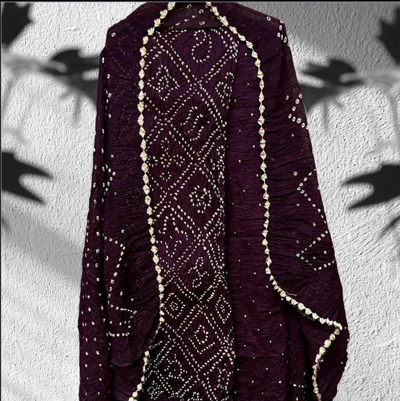 Cotton Satin Single Bandhej 3 Pc Suit #3 Cotton Satin Single Bandhej 3 Pc Suit #3