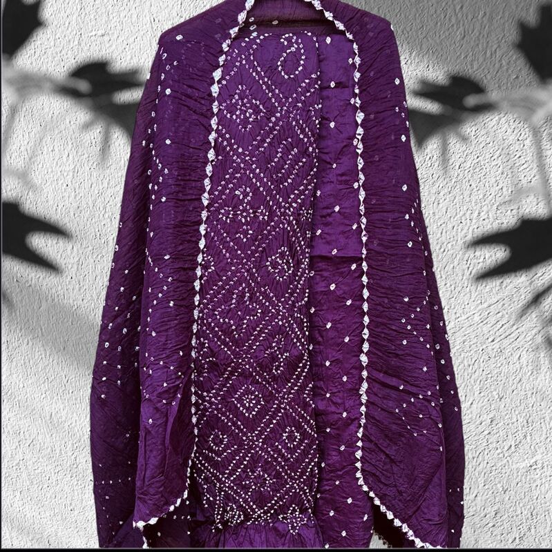 Cotton Satin Single Bandhej 3 Pc Suit #10 Cotton Satin Single Bandhej 3 Pc Suit #10