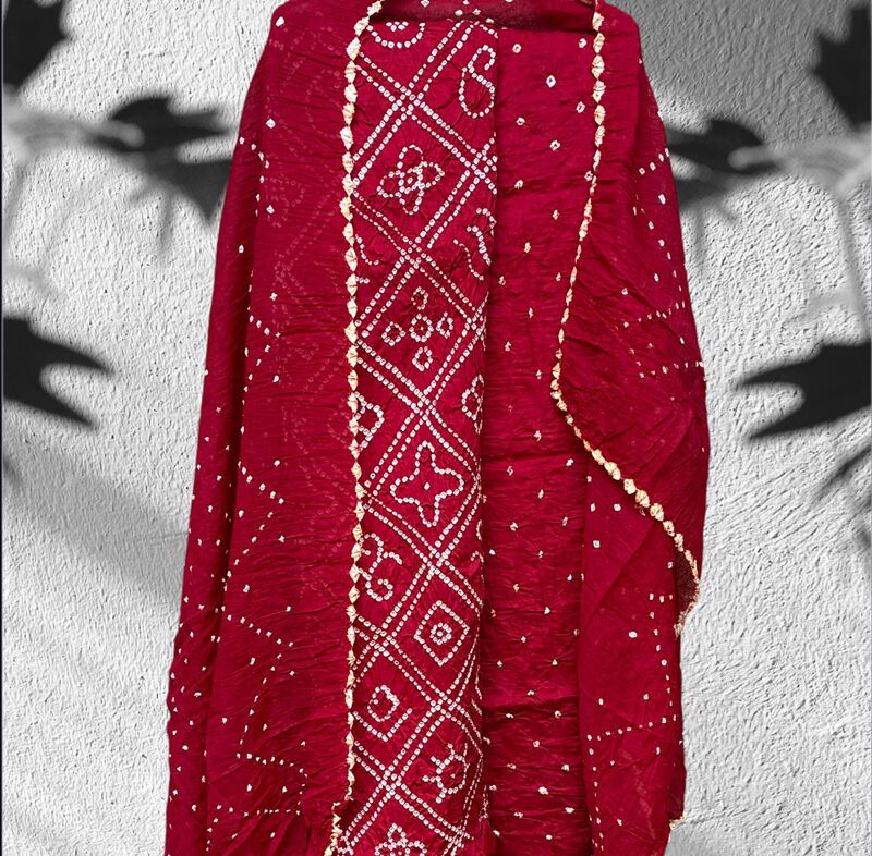 Cotton Satin Single Bandhej 3 Pc Suit #11 Cotton Satin Single Bandhej 3 Pc Suit #11