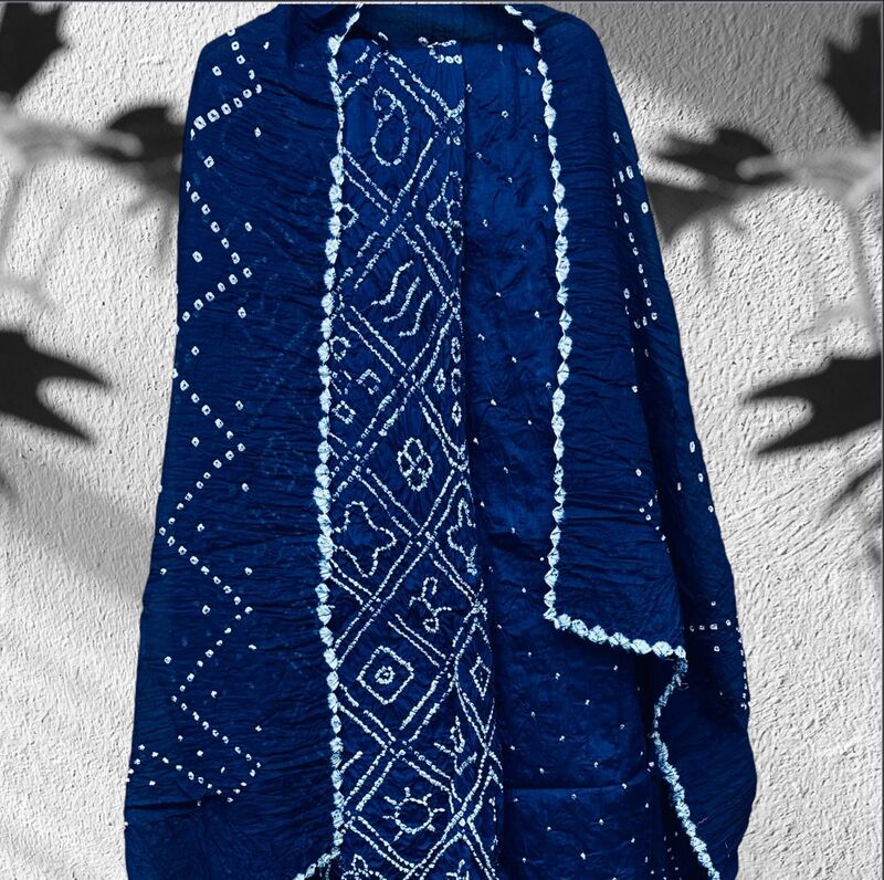 Cotton Satin Single Bandhej 3 Pc Suit #7 Cotton Satin Single Bandhej 3 Pc Suit #7