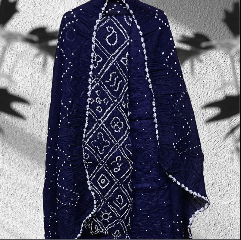 Cotton Satin Single Bandhej 3 Pc Suit #8 Cotton Satin Single Bandhej 3 Pc Suit #8