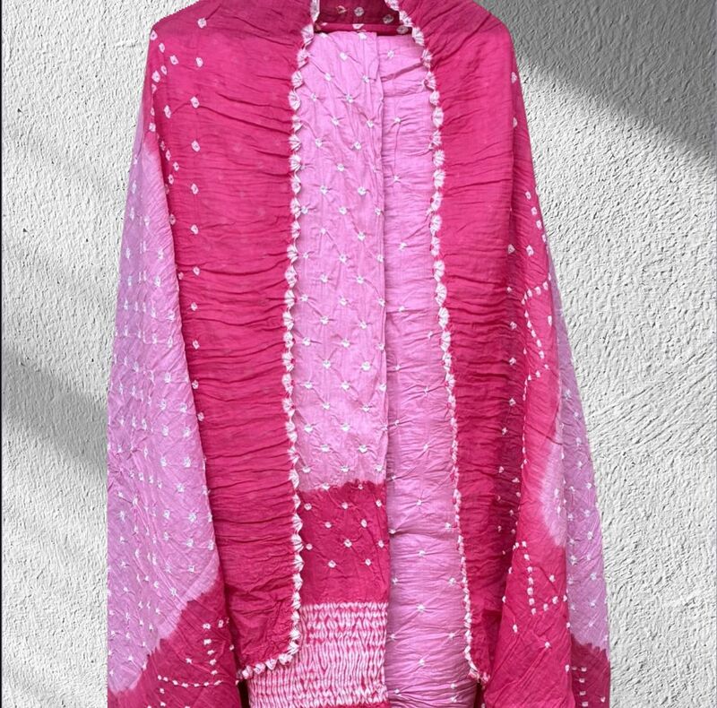 Cotton Satin Ombre Bandhej 3 Pc Suit #21 Cotton Satin Ombre Bandhej 3 Pc Suit #21