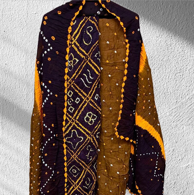 Cotton Satin Multi Bandhej 3 Pc Suit #19 Cotton Satin Multi Bandhej 3 Pc Suit #19
