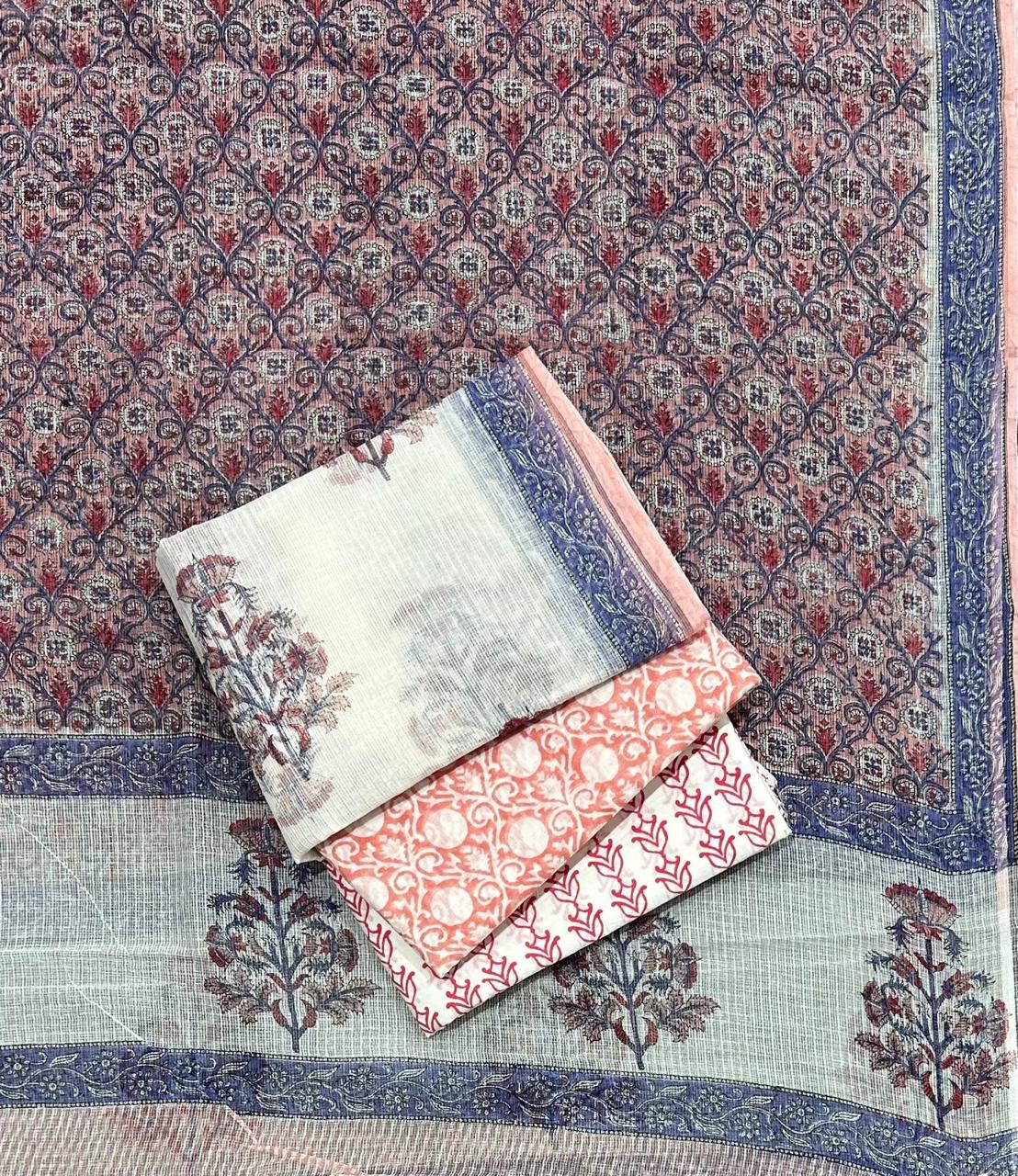 Mughal Print Cotton Kota Doria 4 Pc Suit Set #5 Mughal Print Cotton Kota Doria 4 Pc Suit Set #5