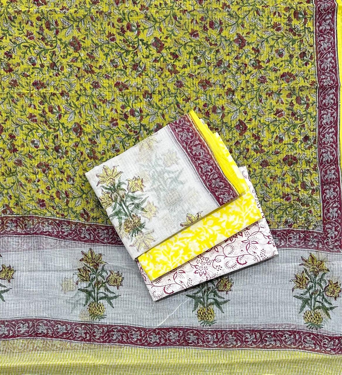 Mughal Print Cotton Kota Doria 4 Pc Suit Set #7 Mughal Print Cotton Kota Doria 4 Pc Suit Set #7