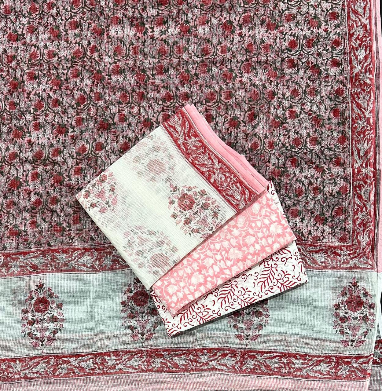 Mughal Print Cotton Kota Doria 4 Pc Suit Set #8