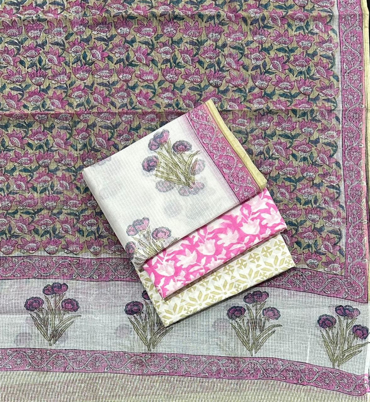 Mughal Print Cotton Kota Doria 4 Pc Suit Set #9 Mughal Print Cotton Kota Doria 4 Pc Suit Set #9